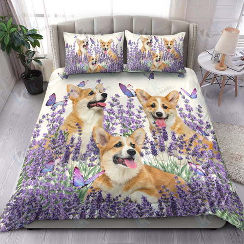 CORGI Bedding Set Purple Flower [ID3-D] | Duvet cover, 2 Pillow Shams, Comforter, Bed Sheet