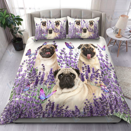 PUG Bedding Set Purple Flower [ID3-B] | Duvet cover, 2 Pillow Shams, Comforter, Bed Sheet