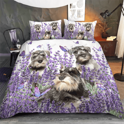 SCHNAUZER Bedding Set Purple Flower [ID3-P] | Duvet cover, 2 Pillow Shams, Comforter, Bed Sheet