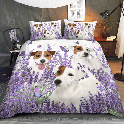 JACK RUSSELL Bedding Set Purple Flower [ID3-P] | Duvet cover, 2 Pillow Shams, Comforter, Bed Sheet