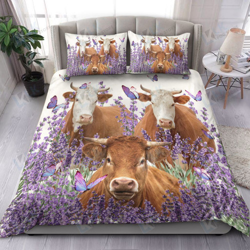 COW Bedding Set Purple Flower | Duvet cover, 2 Pillow Shams, Comforter, Bed Sheet