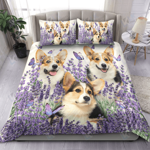 CORGI Bedding Set Purple Flower V2 | Duvet cover, 2 Pillow Shams, Comforter, Bed Sheet