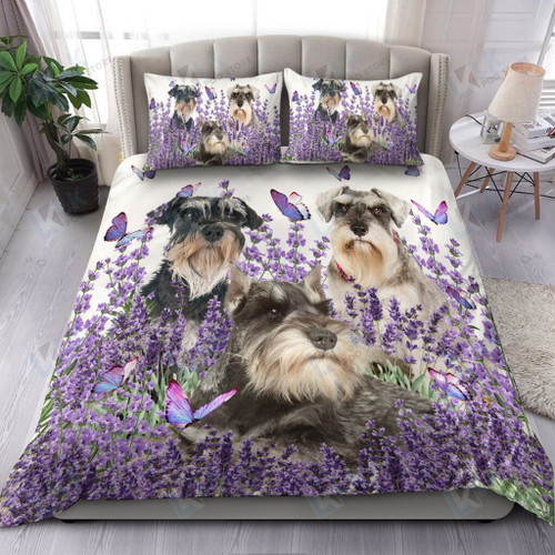 SCHNAUZER Bedding Set Purple Flower | Duvet cover, 2 Pillow Shams, Comforter, Bed Sheet