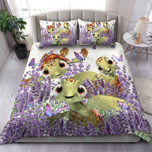 TURTLE Bedding Set Purple Flower | Duvet cover, 2 Pillow Shams, Comforter, Bed Sheet