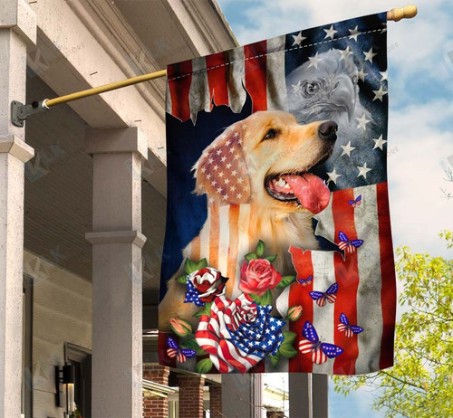  GOLDEN RETRIEVER - Flag Flower Proud American [ID3-T] | House Garden Flag, Dog Lover, New House Gifts, Home Decoration