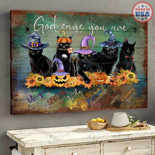 Canvas God Says You Are - Black Cat Halloween [ID3-D]| Framed, Best Gift, Pet Lover, Housewarming, Wall Art Print, Home Decor