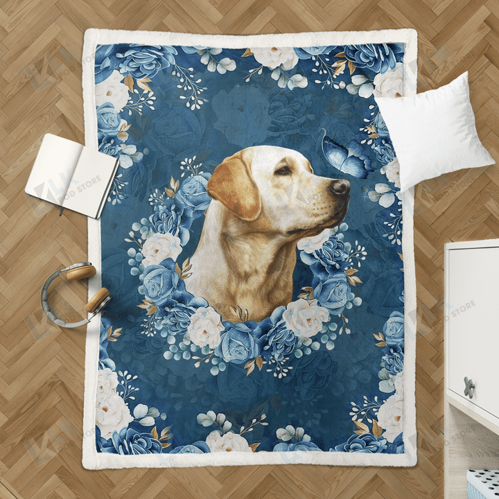 LABRADOR Blanket Floral [09-B] | | Gifts Dog Cat Lovers, Sherpa Fleece Blanket Throw, Home & Living