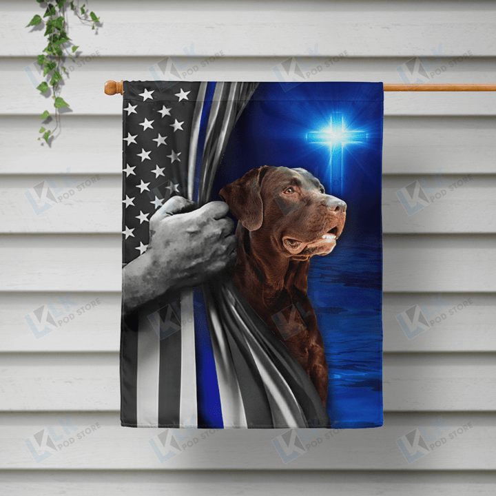  Labrador - Flag Blue Line God | House Garden Flag, Dog Lover, New House Gifts, Home Decoration