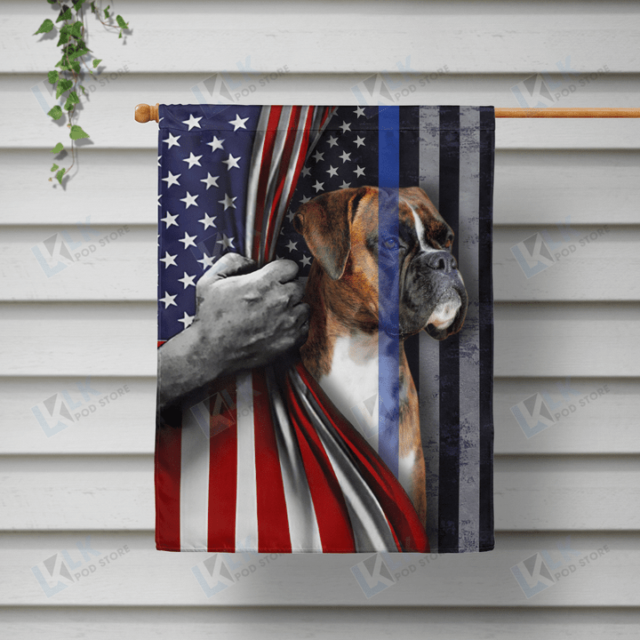  Boxer- Flag Thin Blue Line | House Garden Flag, Dog Lover, New House Gifts, Home Decoration