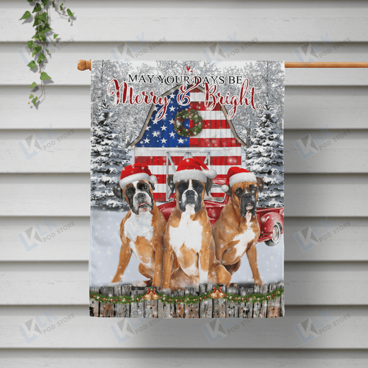  BOXER - Flag Merry Christmas [10-B] | House Garden Flag, Dog Lover, New House Gifts, Home Decoration
