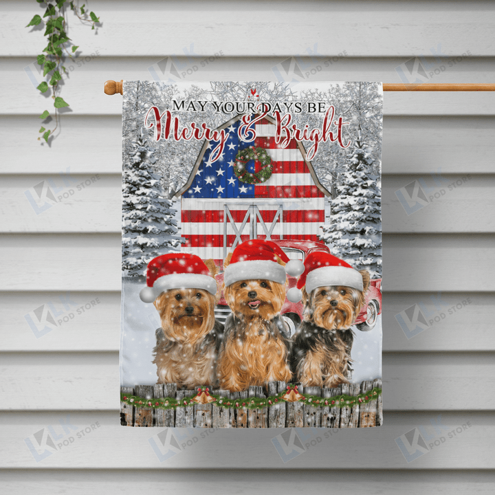  YORKSHIRE - Flag Merry Christmas [10-B] | House Garden Flag, Dog Lover, New House Gifts, Home Decoration