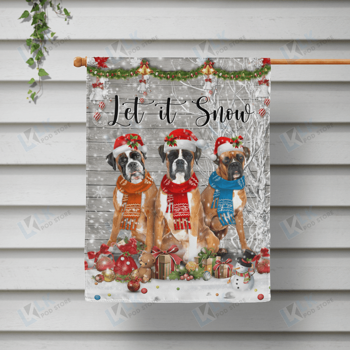  BOXER - Flag Let It Snow [10-B] | House Garden Flag, Dog Lover, New House Gifts, Home Decoration
