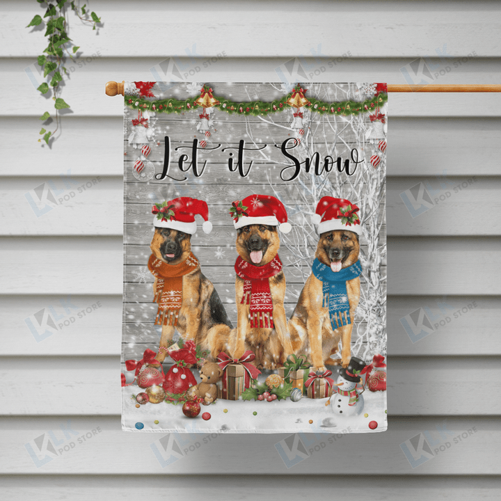  GERMAN SHEPHERD - Flag Let It Snow [10-B] | House Garden Flag, Dog Lover, New House Gifts, Home Decoration