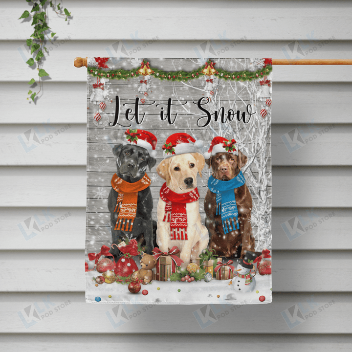  LABRADOR - Flag Let It Snow [10-B] | House Garden Flag, Dog Lover, New House Gifts, Home Decoration