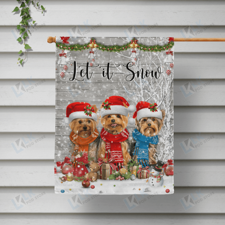  YORKSHIRE TERRIER - Flag Let It Snow [10-B] | House Garden Flag, Dog Lover, New House Gifts, Home Decoration