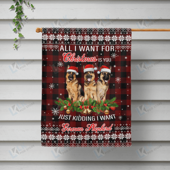  GERMAN SHEPHERD -  Flag ALL I Want Christmas [10-T] | House Garden Flag, Dog Lover, New House Gifts, Home Decoration