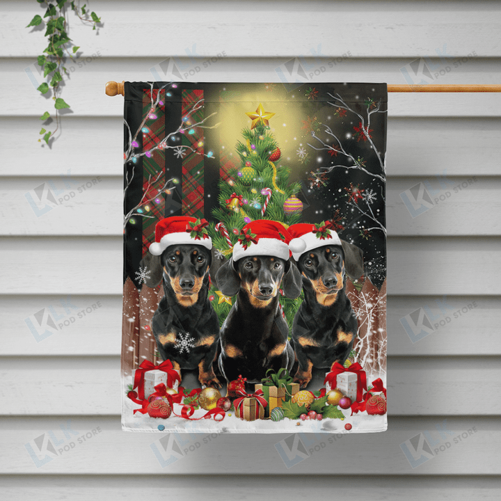  DACHSHUND - Flag Christmas 0856 [10-B] | House Garden Flag, Dog Lover, New House Gifts, Home Decoration