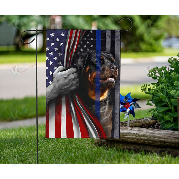  Rottweiler - Flag Thin Blue Line | House Garden Flag, Dog Lover, New House Gifts, Home Decoration