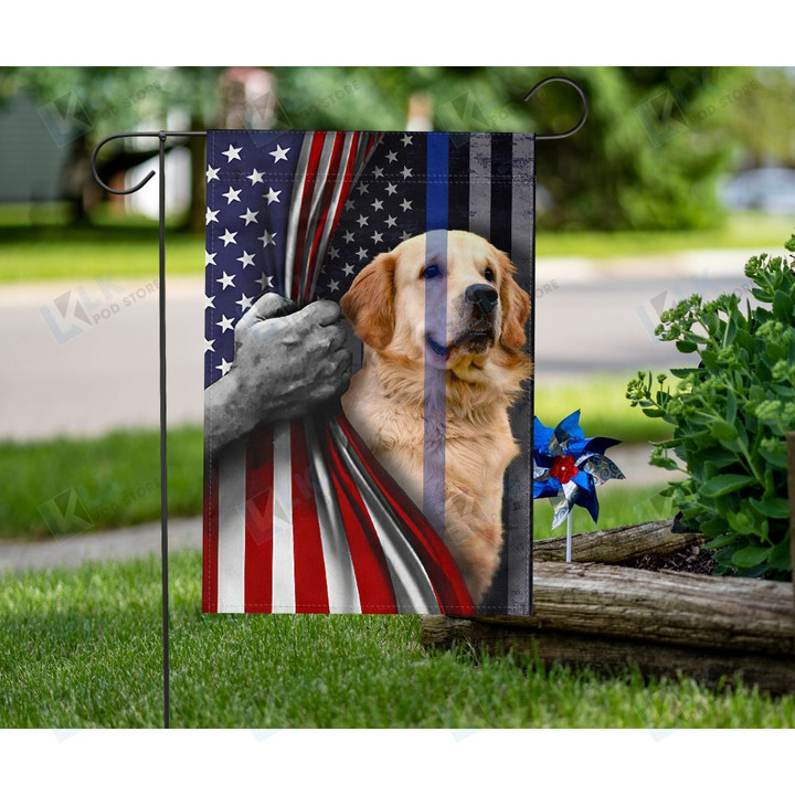  Golden - Flag Thin Blue Line | House Garden Flag, Dog Lover, New House Gifts, Home Decoration