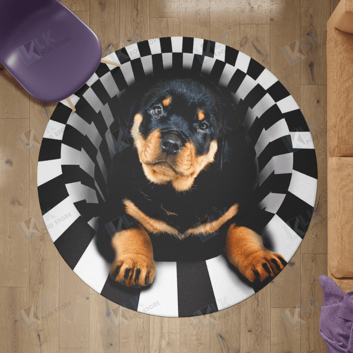 ROTTWEILER - Abstract Round Carpet [12-N]