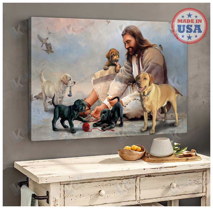 LABRADOR - CANVAS Peaceful Life Surround God, [ID3-T]  | Framed, Best Gift, Pet Lover, Housewarming, Wall Art Print, Home Decor