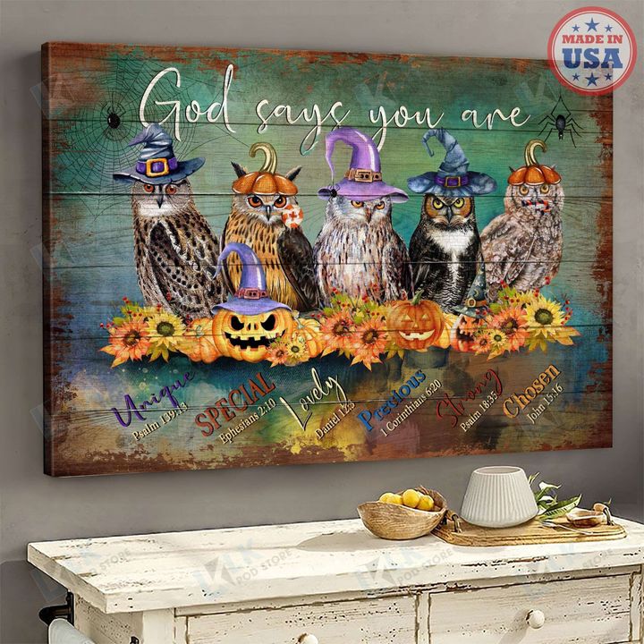 Canvas God Says You Are - Owl Halloween [ID3-D]| Framed, Best Gift, Pet Lover, Housewarming, Wall Art Print, Home Decor