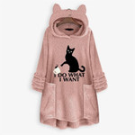 "I Do What I Want" Oversized Hoodie With Cat Ears