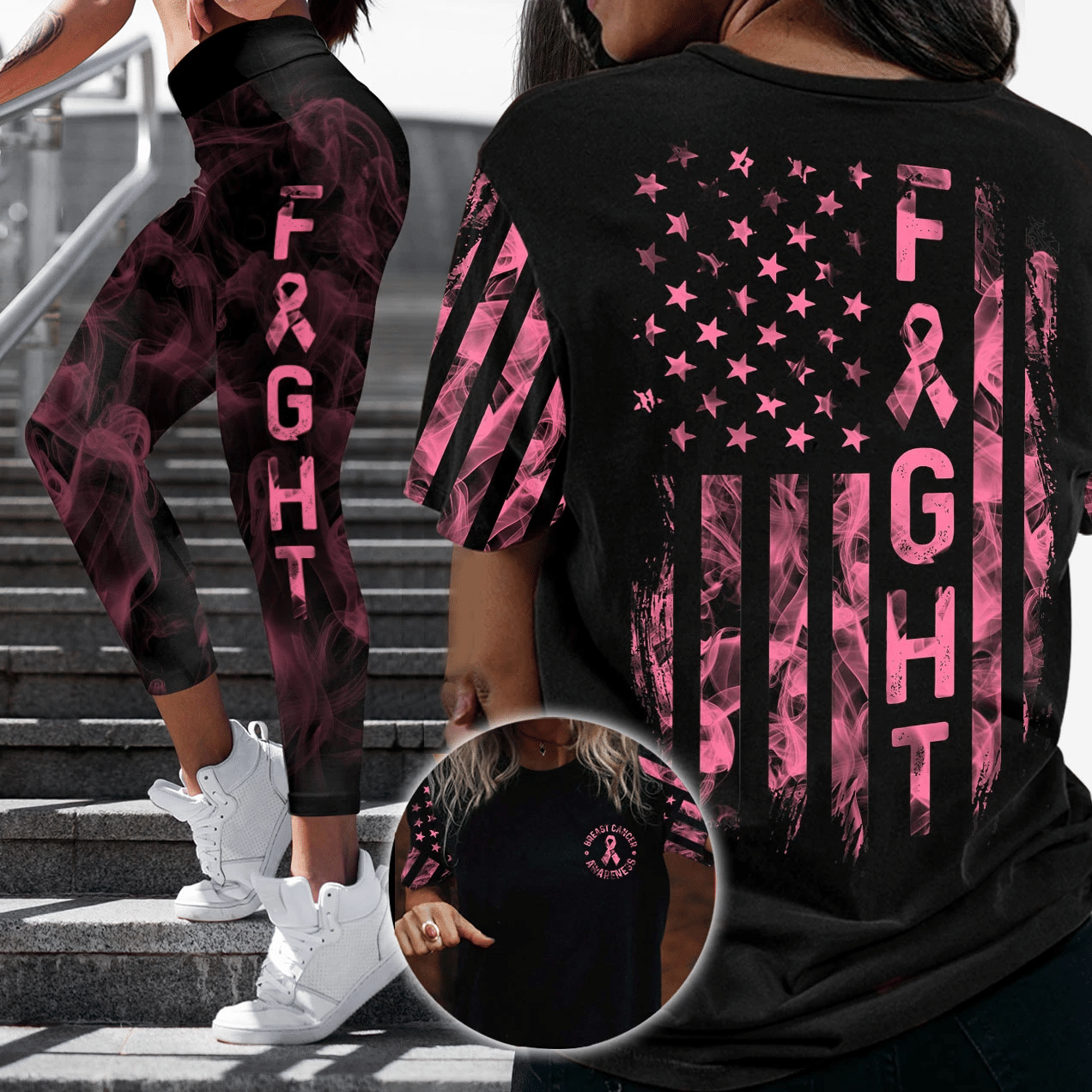 Fight Breast Cancer Smoke Flag All Over Print - Tltr0505214HA