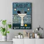Black Cat Sink Co Wash Your Paws poster canvas