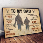 To my dad not easy for a man to raise a child you are appreciated my dad my hero love you your son family poster canvas