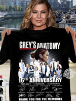 Grey's anatomy 16th anniversary 2005 2021 17 seasons signature for fan thanks for the memories t shirt hoodie sweater