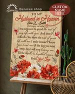 To my husband in heaven personalized name memorial gift poster canvas for loss of husband