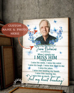Memorial gift personalized name picture when i simply say miss him that i can feel my heart breaking poster canvas