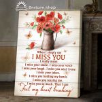 Memorial Gift Butterfly & Poppy in loving memory when I simply say I miss you Loss of loved ones poster