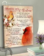 Missing You At Christmas Poem Cardinals Memorial Gift Poster Canvas For People In Heaven
