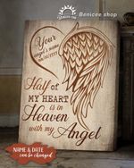 Personalized Memorial Special Gift Loss For loved ones Half of my heart is in heaven with my angel Wings poster
