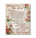 Rememberance gift the moment that you left me poem dragonflies poster canvas