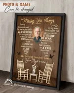 Missing you always poem butterfly chairs gift poster with personalized couple name and photo