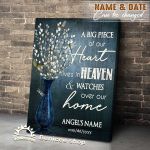 Personalized Rememberance Gift For loved ones A big piece of our heart lives in Heaven & watches over our home Dragonfly & Pussy Willow poster