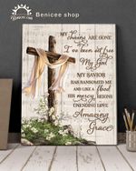 Amazing Grace Lyric Chris Tomlin Heaven Cross Memorial Gift Poster Canvas White Scarf