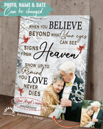 Personalized Memorial Gift beyond what your eyes can see show up to remind you never dies believe heaven love retriever golden poster