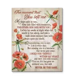 Memorial Gift For Loss The moment that you left me remembering you is easy Dragonflies & Poppy poster