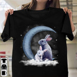 Gorgeous Couple Rabbits Sleeping With Moon At Starring Star Night Tshirt Gift For Rabbit Lovers