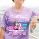 Never Underestimate An Old Woman Who Beat Breast Cancer A Survivor Classic T-Shirt Gift For Breast Cancer Fighters Grandmas
