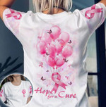 Hope For A Cure Cancer Pink Balloon & Butterfly Tshirt Gift For Cancer Fighter Cancer Support