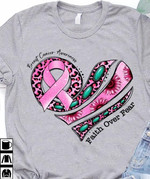 Breast Support Faith Over Fear Shape Of Heart Ribbon T-shirt Best Gift For Ribbon Lovers