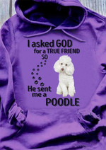 I Asked God For A True Friend So He Sent Me Poodle Cute White Poodle Hoodie Gift For Poodle Lovers Dog Lovers