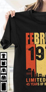 February 1977 Limited Edition 45 Years Of Being Awesome Tshirt Gift For 1977 Birthday February Girl