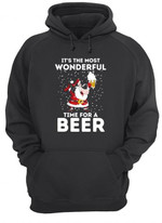 It's The Most Wonderful Time For A Beer With Santa Claus Under Snowing Merry Christmas Hoodie Gift For Boyfriend