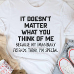 It Doesnt Matter What You Think Of Me Because My Imaginary Friends Think Im Special Funny T-shirt Gift For Women